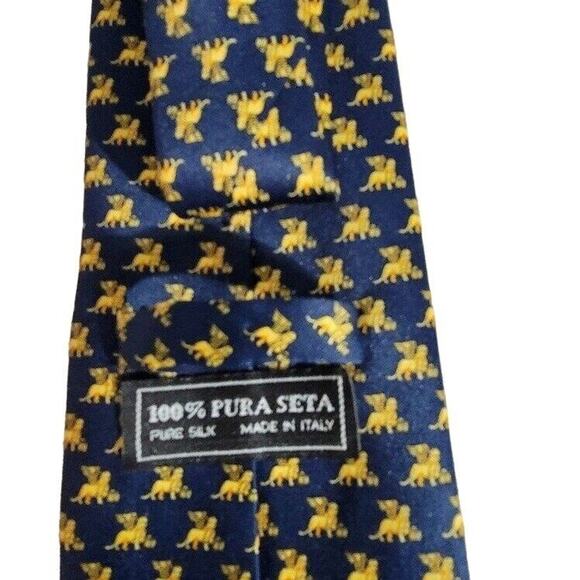 Italian Silk Necktie Pura Seta Blue Office Career Workwear - Picture 3 of 8